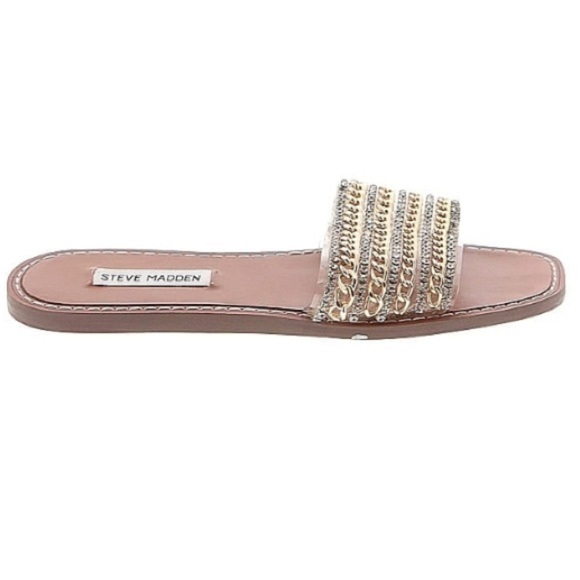 Steve Madden Gold Chain Women's Slide Sandals Size 8.5 - Picture 1 of 2
